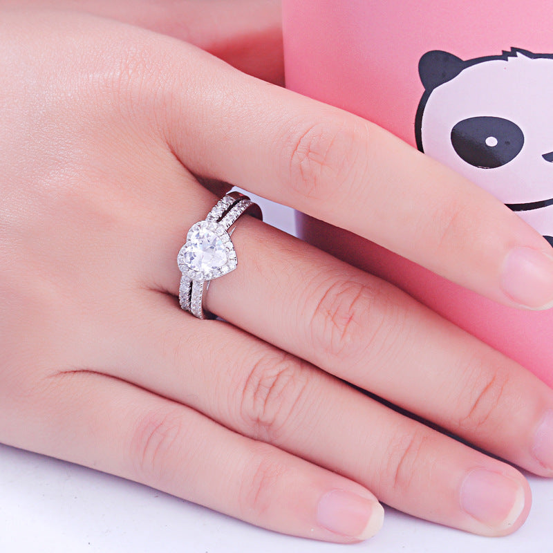 Bathing Love Heart Cut Sterling Silver Ring-TL-Juri Elle