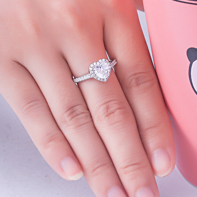 Bathing Love Heart Cut Sterling Silver Ring-TL-Juri Elle