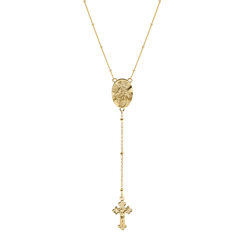 Jesus Cross Tassel Sterling Silver Necklace