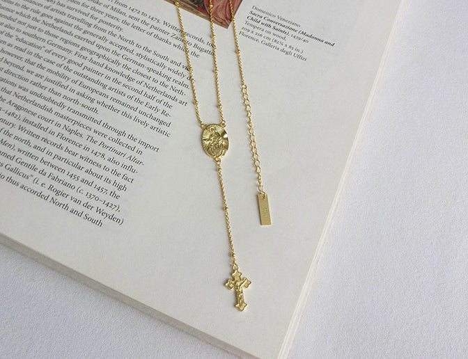 Jesus Cross Tassel Sterling Silver Necklace