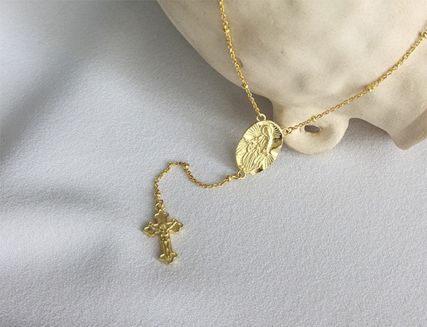 Jesus Cross Tassel Sterling Silver Necklace