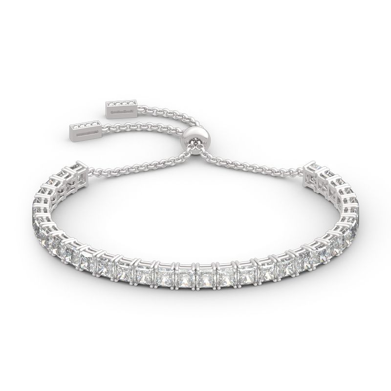 Classic Princess Cut Sterling Silver Bolo Tennis Bracelet-JE-Juri Elle