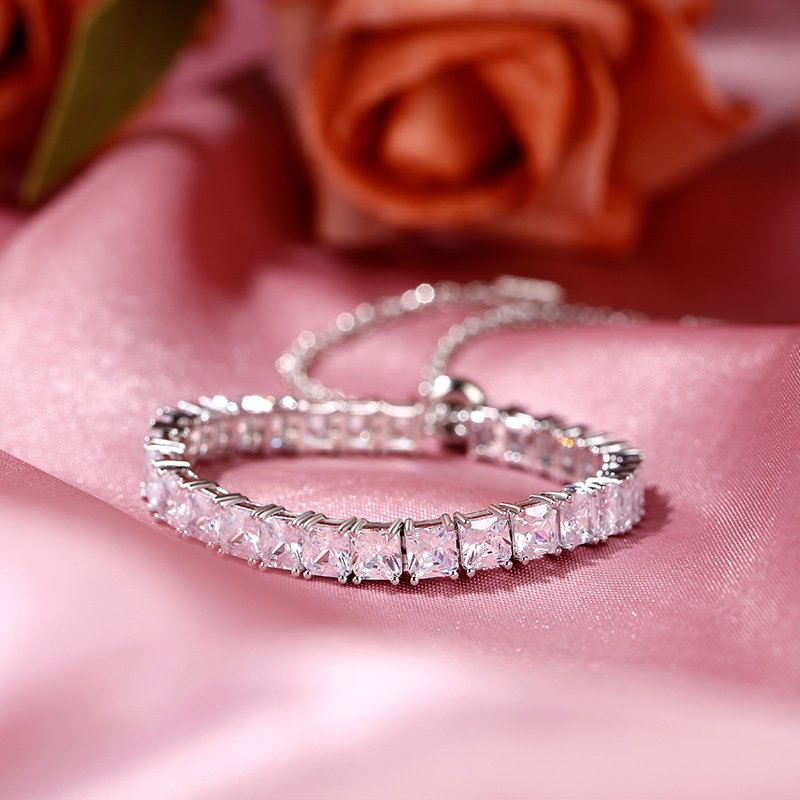 Classic Princess Cut Sterling Silver Bolo Tennis Bracelet-JE-Juri Elle