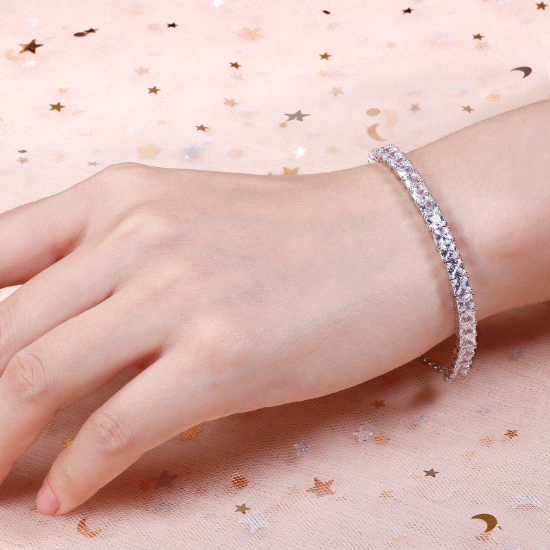 Classic Princess Cut Sterling Silver Bolo Tennis Bracelet-JE-Juri Elle