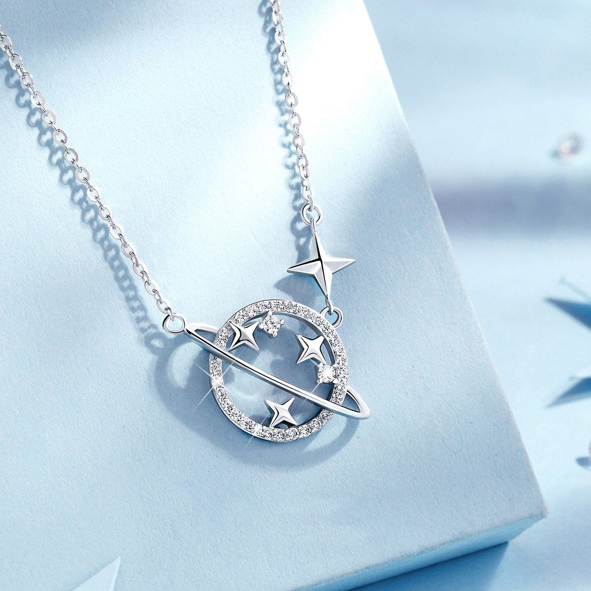 Fantasy Planet Round Cut Sterling Silver Necklace