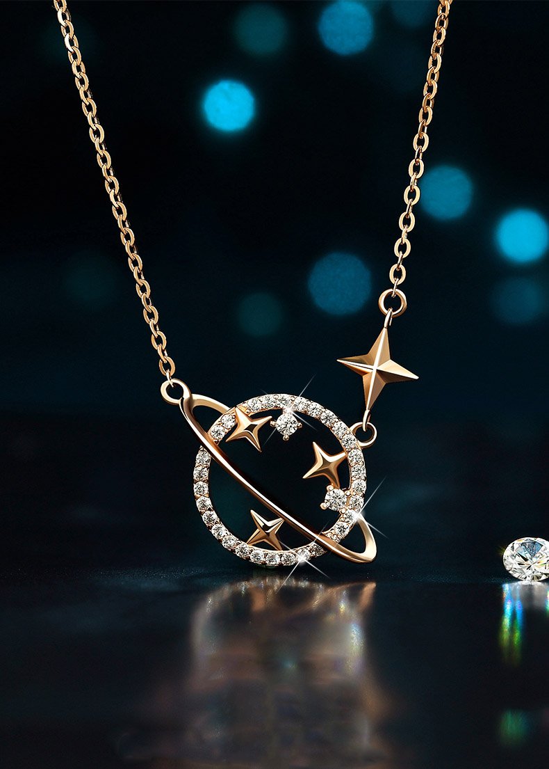 Fantasy Planet Round Cut Sterling Silver Necklace