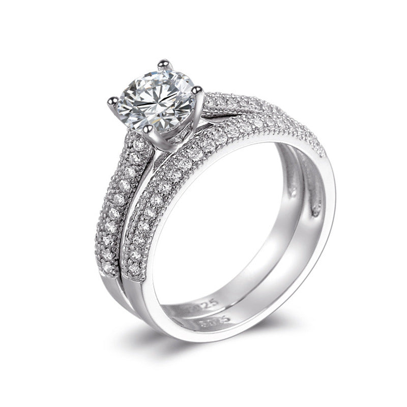 Dreamy Wedding Round Cut Sterling Silver Ring Set-TL-Juri Elle