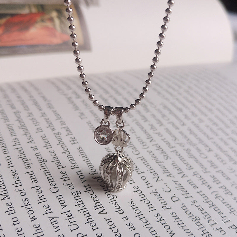 Imperial Crown Bead Round Cut Thai Silver Necklace