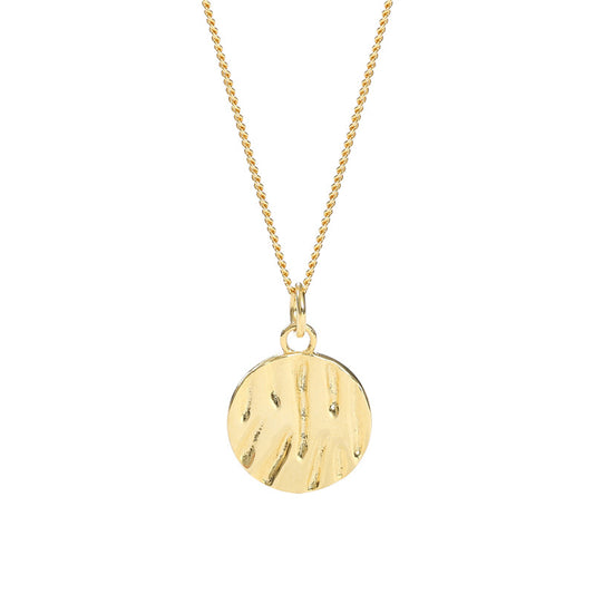 Irregular Engraving Round Card Sterling Silver Necklace