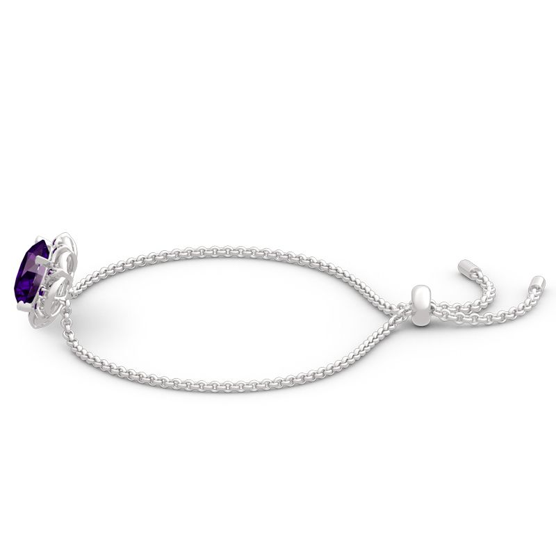 Amethyst Flower Round Cut Sterling Silver Bracelet-JE-Juri Elle
