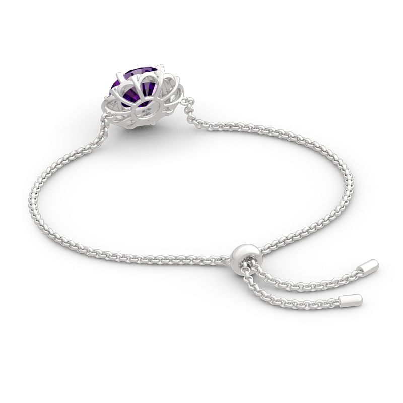 Amethyst Flower Round Cut Sterling Silver Bracelet-JE-Juri Elle