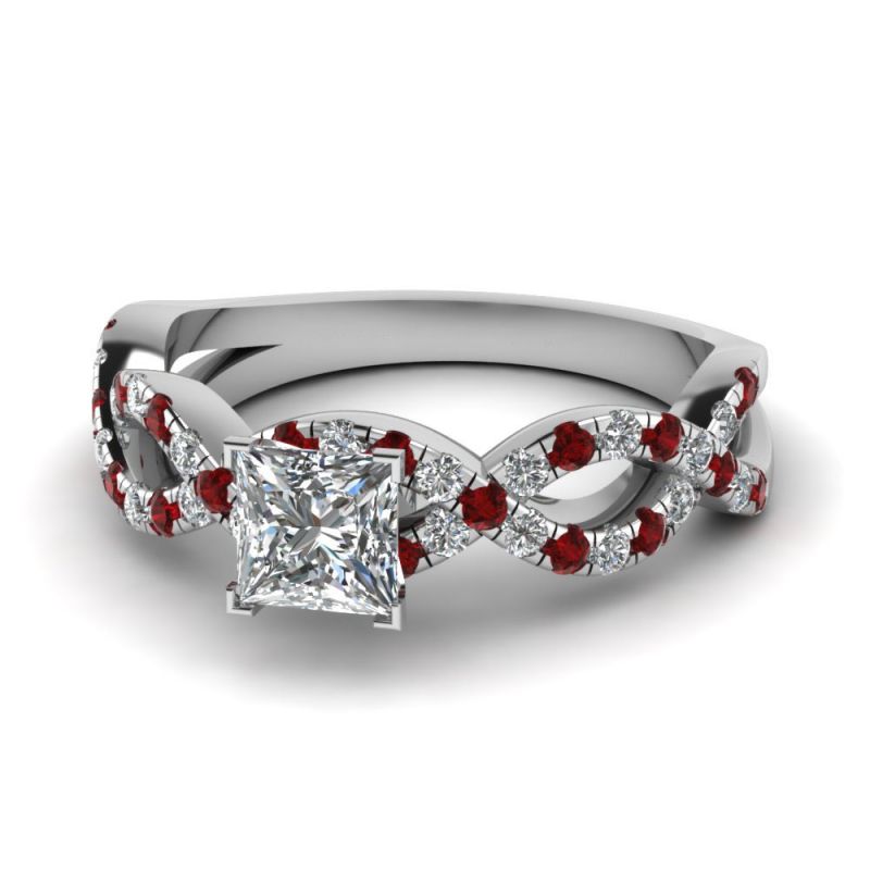 Twist Princess Cut Sterling Silver Ring