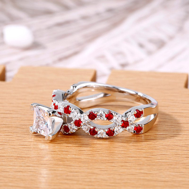 Twist Princess Cut Sterling Silver Ring