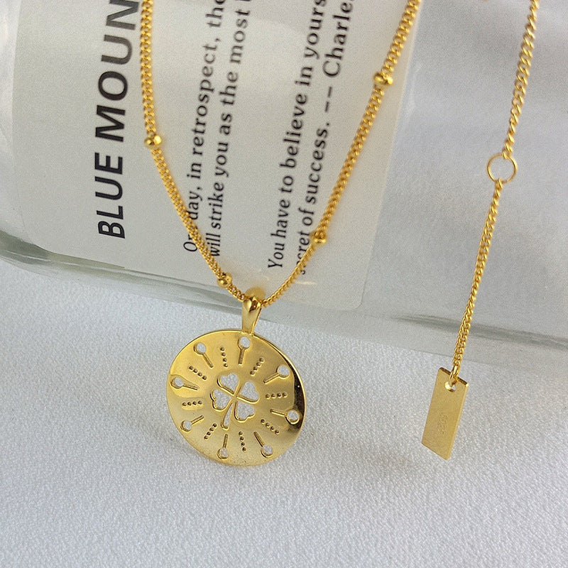 Hollow Four-leaf Clover Sterling Silver Necklace
