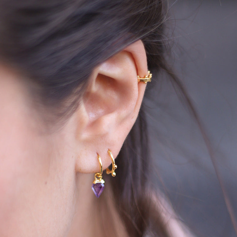 Sun Sterling Silver Plated Gold Earring