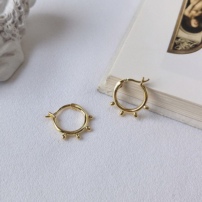 Sun Sterling Silver Plated Gold Earring
