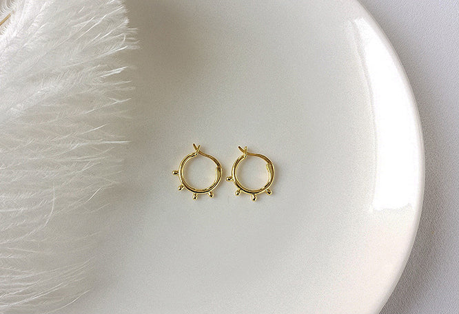 Sun Sterling Silver Plated Gold Earring