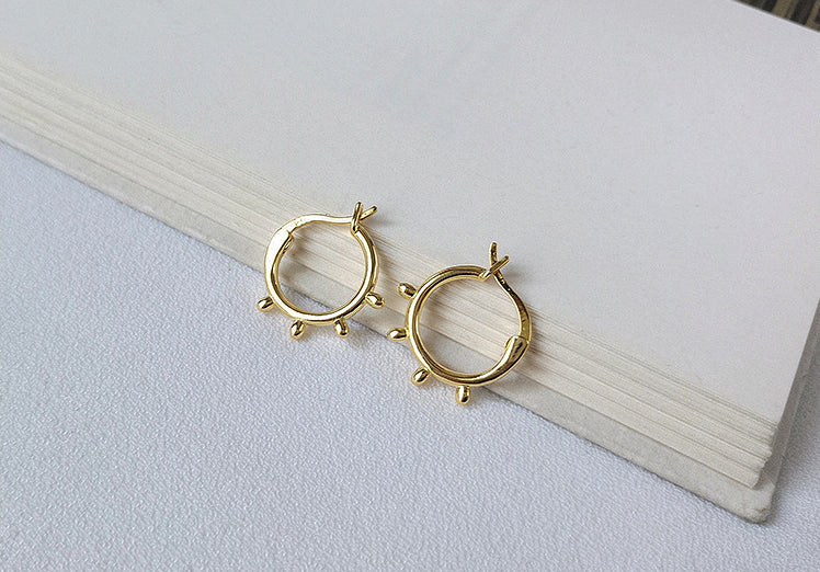 Sun Sterling Silver Plated Gold Earring