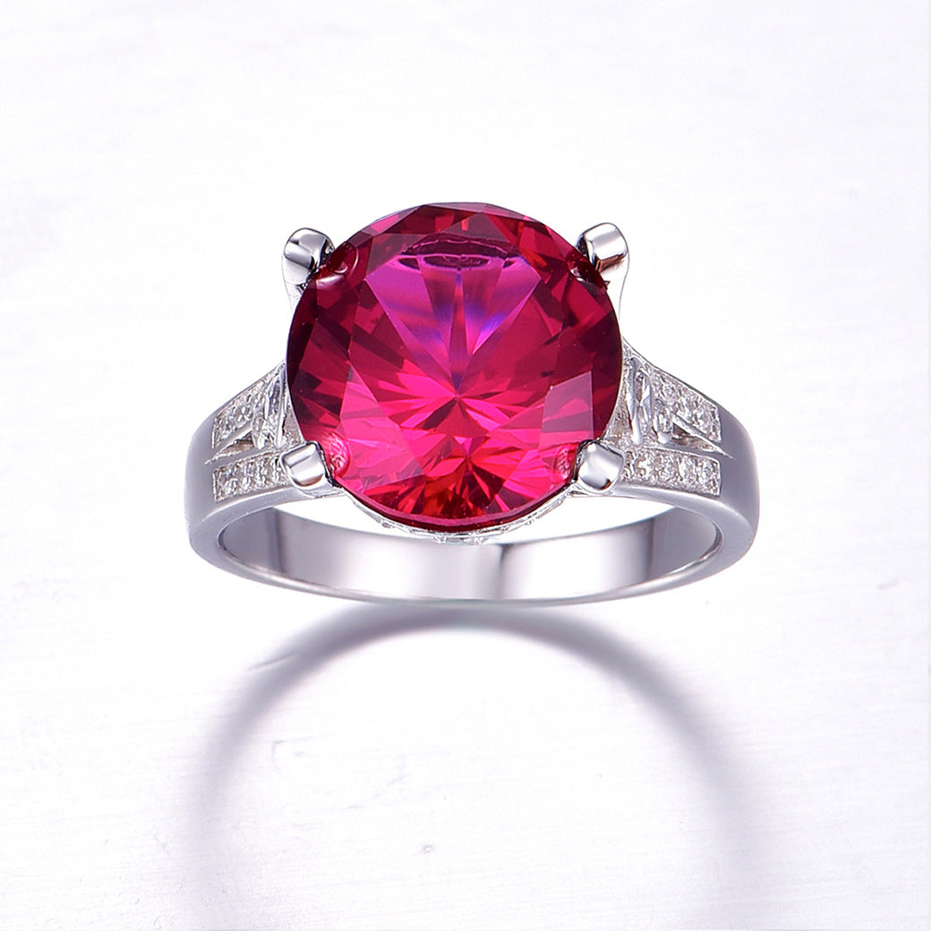 Shiny Round Cut Sterling Silver Ring-ZX-Juri Elle