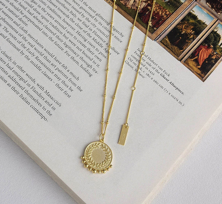 Peaceful Symbol Round Bead Sterling Silver Necklace