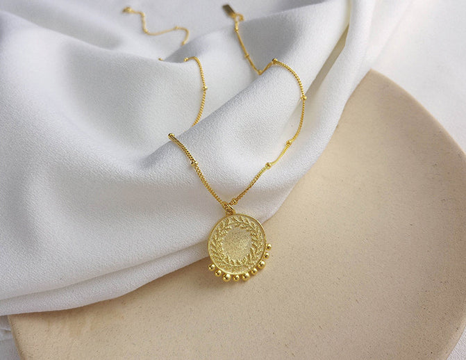 Peaceful Symbol Round Bead Sterling Silver Necklace