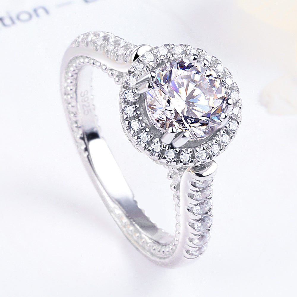 Charming Base Round Cut Meteorite Silver Ring