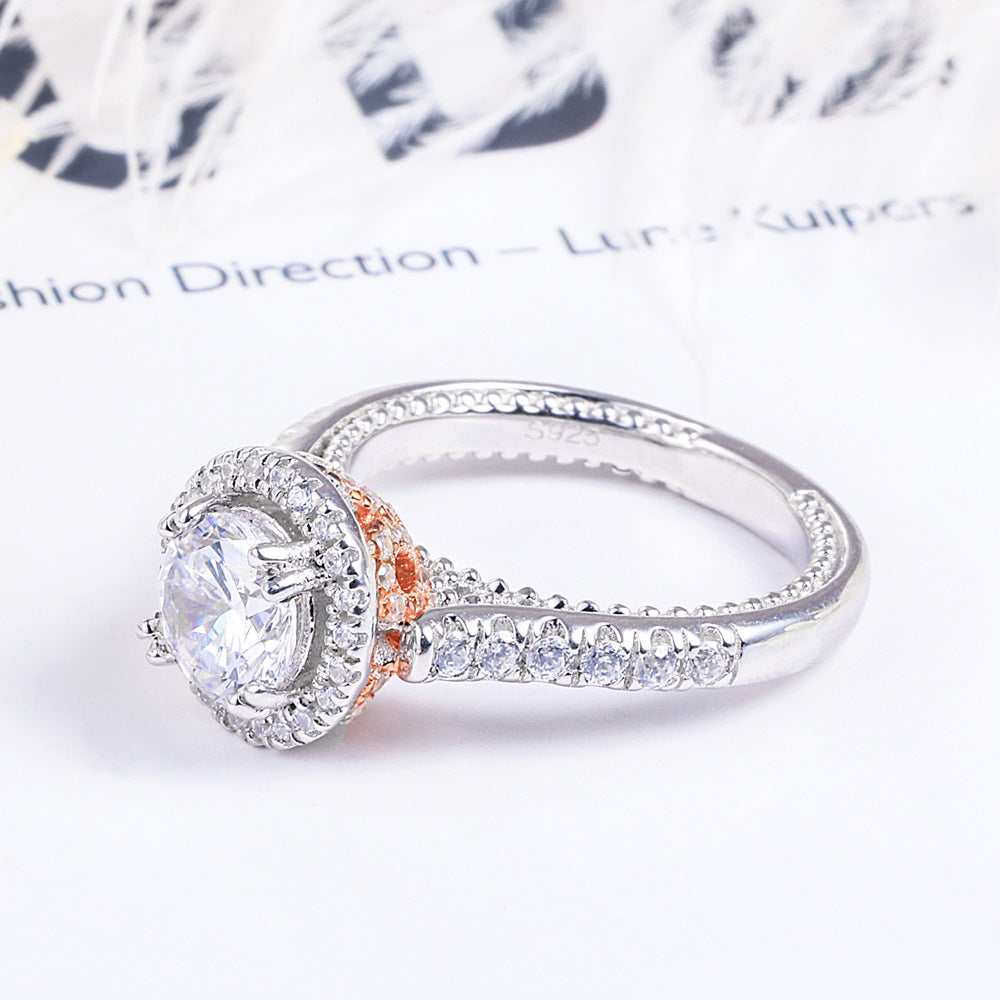 Charming Base Round Cut Meteorite Silver Ring