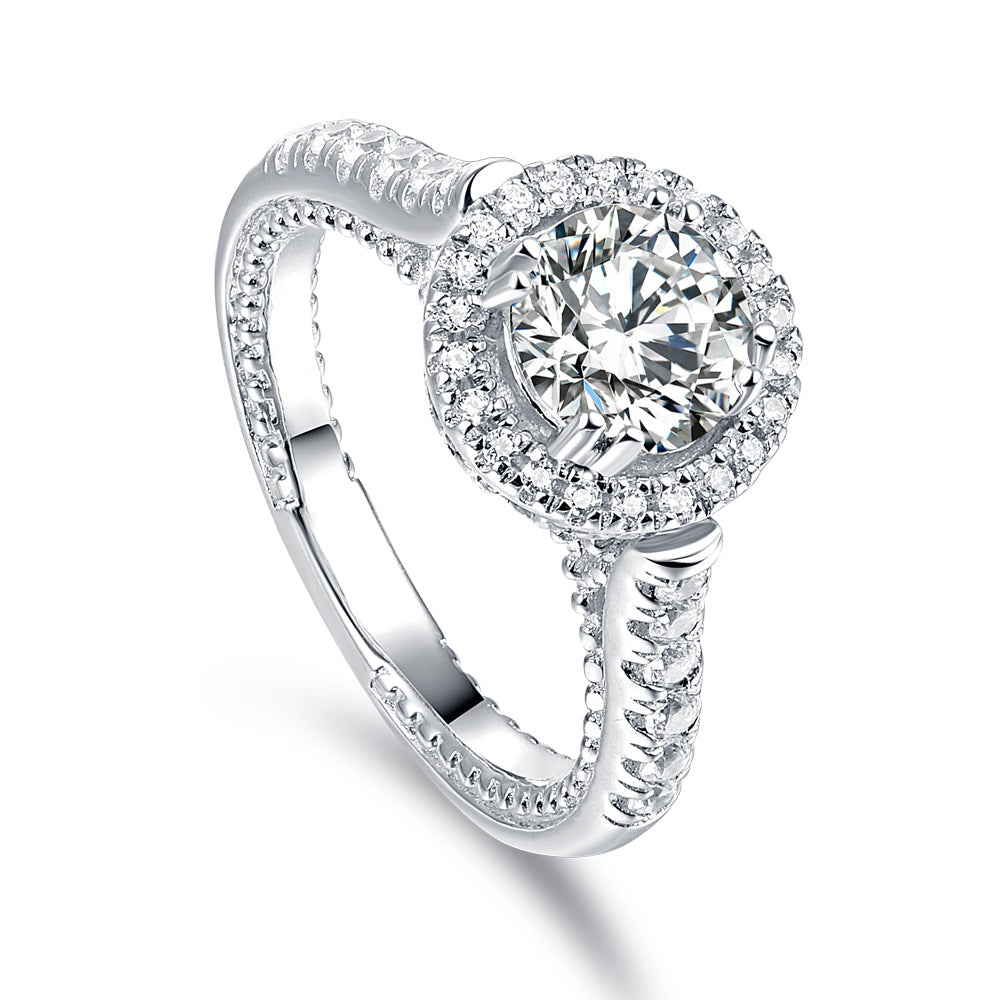 Charming Base Round Cut Meteorite Silver Ring