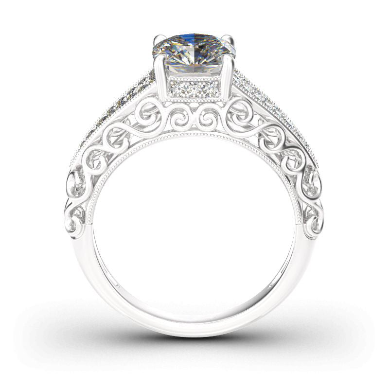 Vintage Round Cut Sterling Silver Engagement Ring