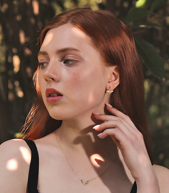 Golden Bee Round Cut Sterling Silver Plated Gold Necklace