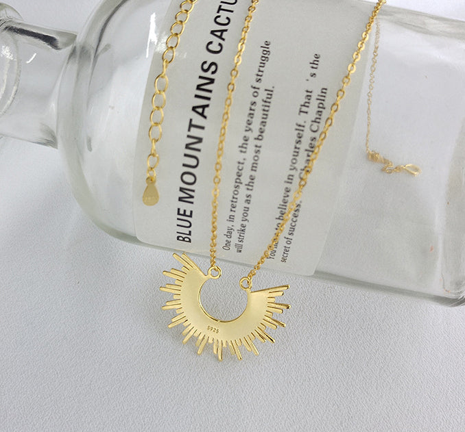 Radioactive Semicircle Sterling Silver Plated Gold Necklace