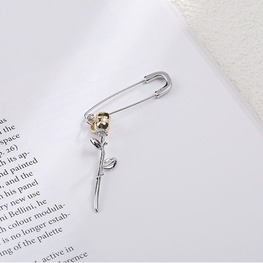 Shaped Pin Everlasting Flower Sterling Silver Earring
