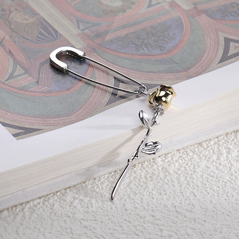 Shaped Pin Everlasting Flower Sterling Silver Earring