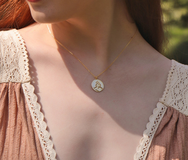 Portrait Sterling Silver Plated Gold Necklace