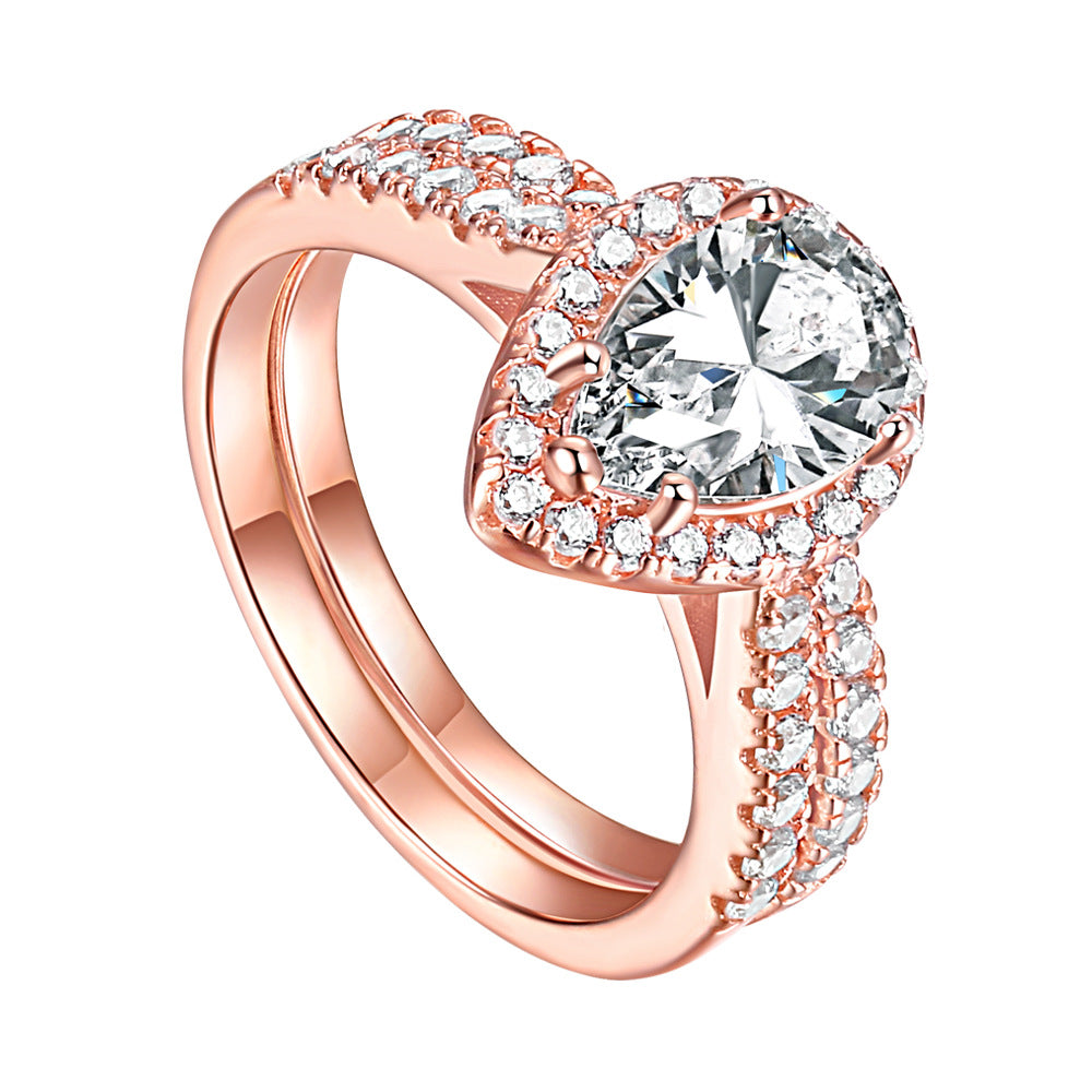 Water Droplets Pear Cut Sterling Silver Ring-TL-Juri Elle