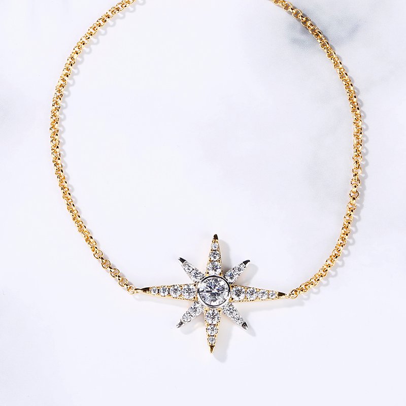 Two Tone Star Sterling Silver Bracelet-JE-Juri Elle