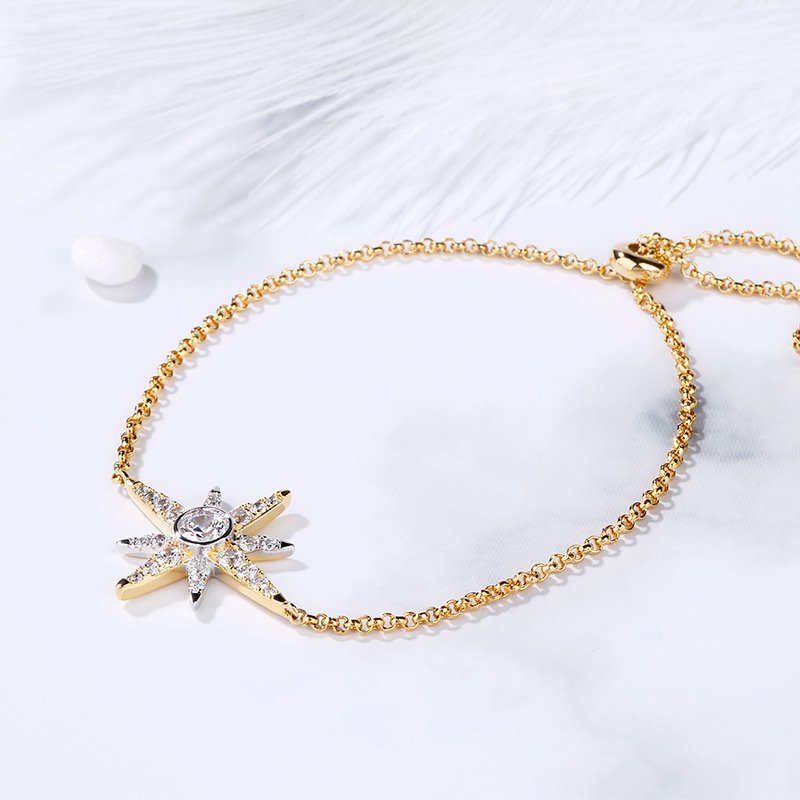 Two Tone Star Sterling Silver Bracelet-JE-Juri Elle