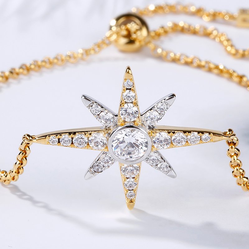 Two Tone Star Sterling Silver Bracelet-JE-Juri Elle