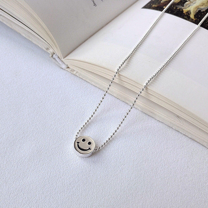 Cartoon Smiley Bead Sterling Silver Necklace