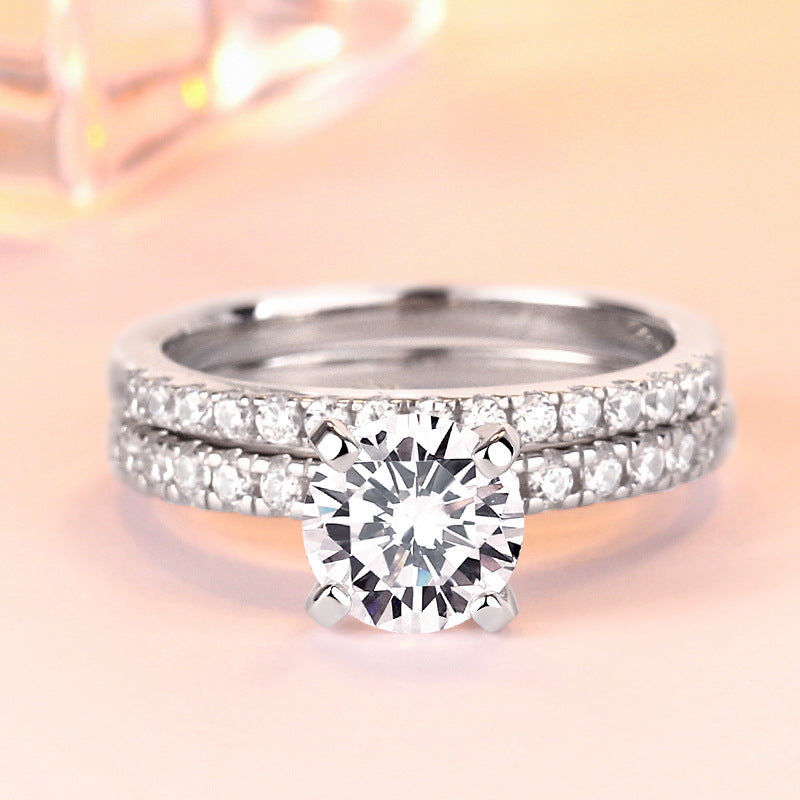Water Flower Round Cut Sterling Silver Ring-TL-Juri Elle