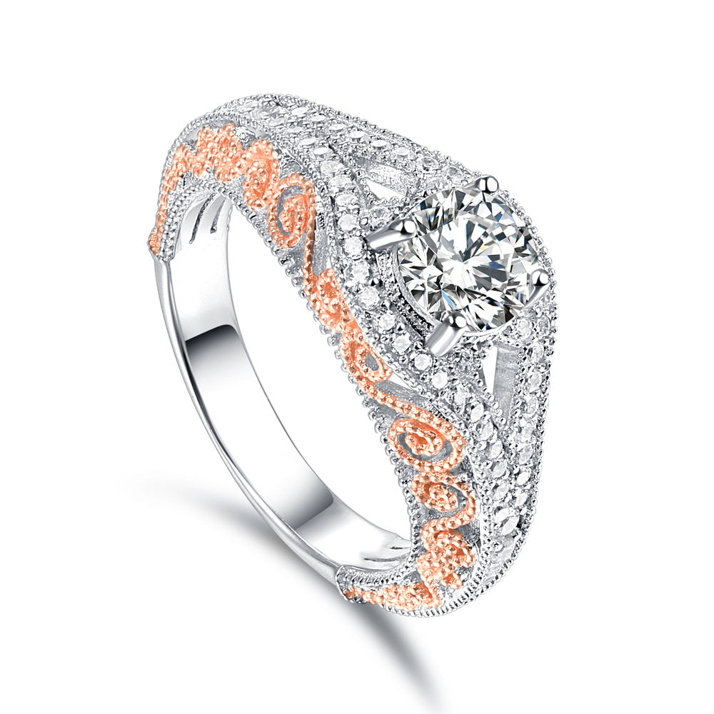 Distinctive Wave Round Cut Sterling Silver Ring