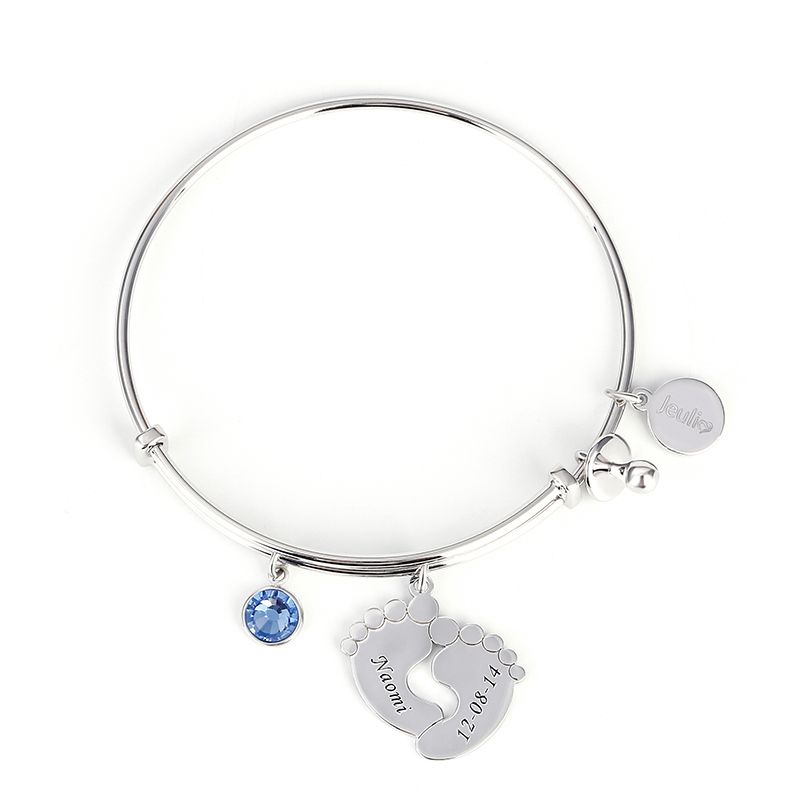 Classic Baby Feet Bangle Sterling Silver-JE-Juri Elle