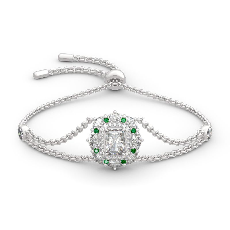 Cinderella Halo Radiant Cut Sterling Silver Bracelet-JE-Juri Elle
