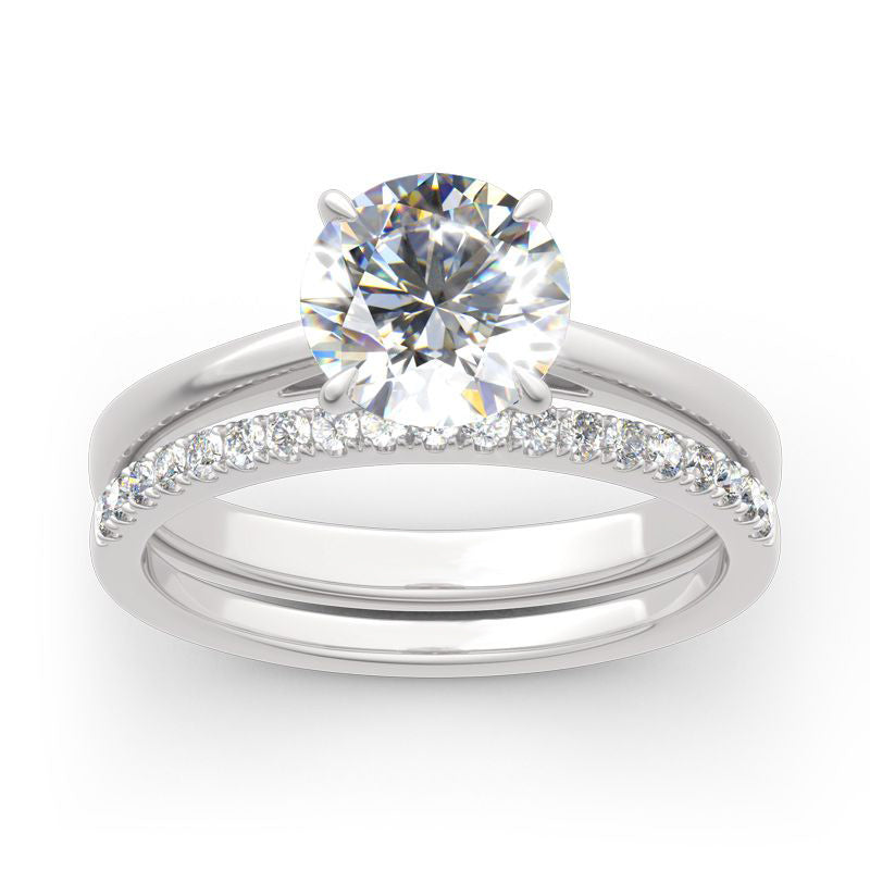 Classic Round Cut Sterling Silver Ring Set