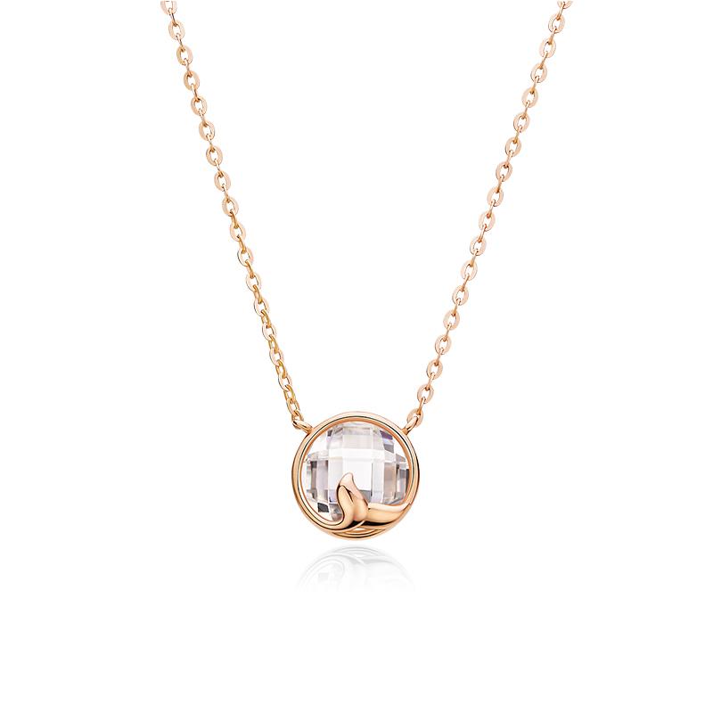 Undersea Elf Round Cut 925 Silver Plated 14K Rose Gold Necklace