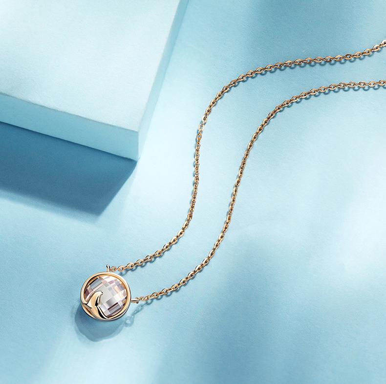 Undersea Elf Round Cut 925 Silver Plated 14K Rose Gold Necklace