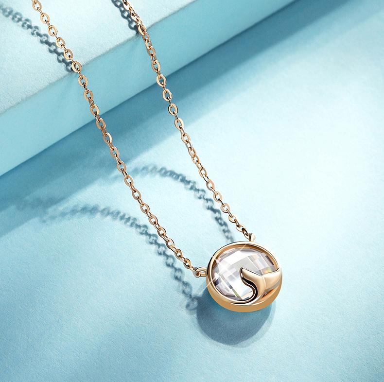 Undersea Elf Round Cut 925 Silver Plated 14K Rose Gold Necklace