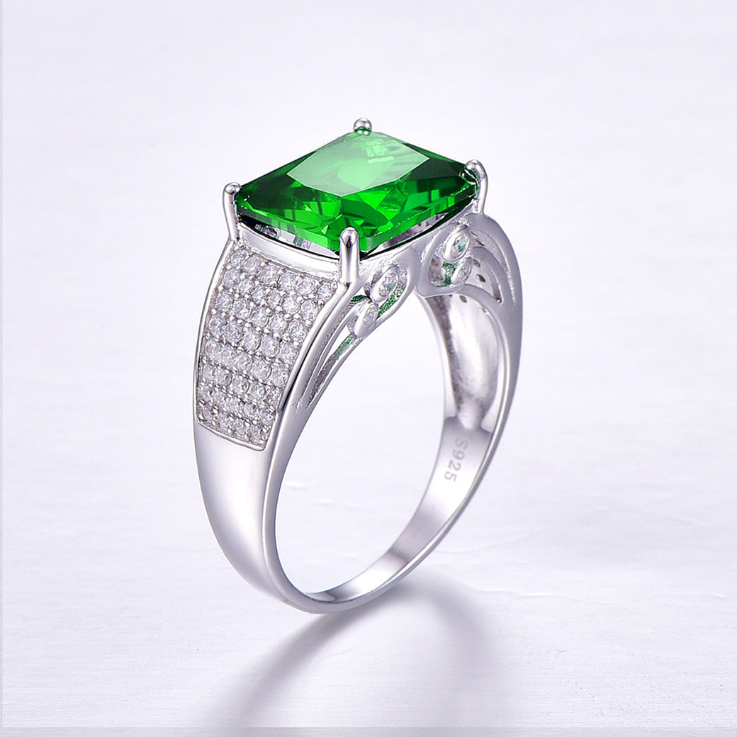 Cameo Radiant Cut Sterling Silver Ring-ZX-Juri Elle