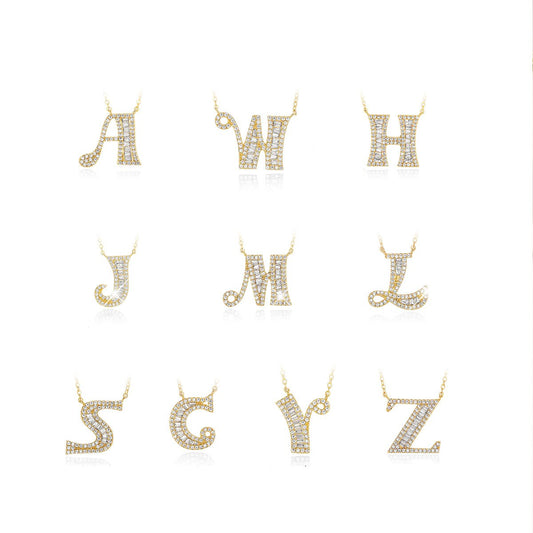 Letter Round Cut Sterling Silver Necklace