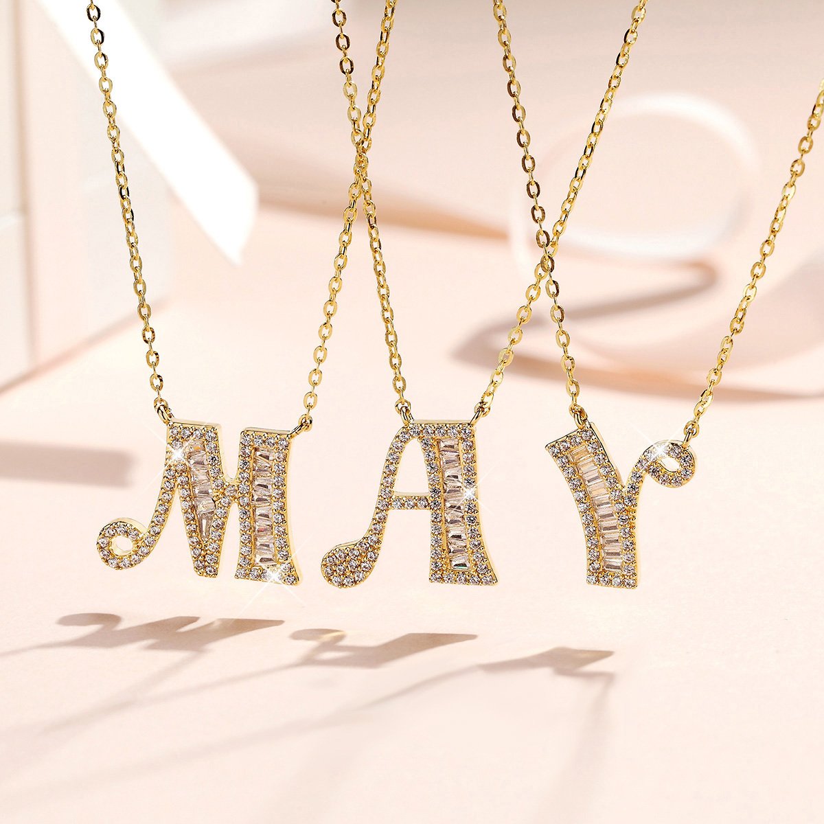 Letter Round Cut Sterling Silver Necklace